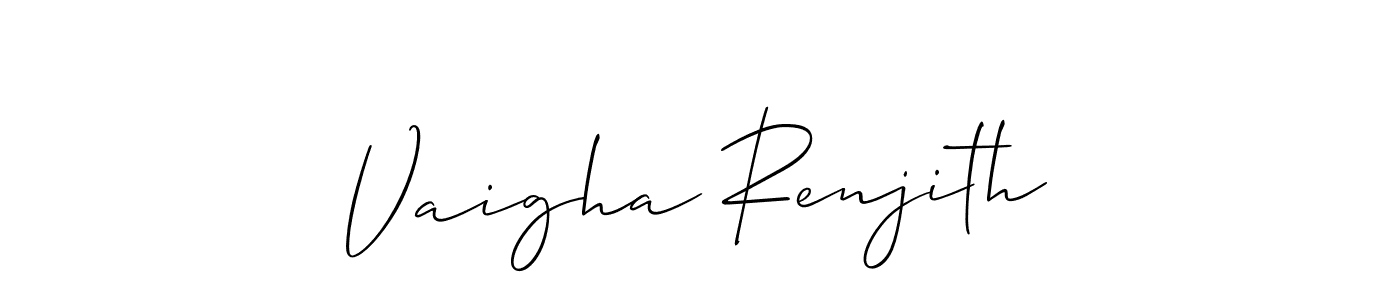 It looks lik you need a new signature style for name Vaigha Renjith. Design unique handwritten (Allison_Script) signature with our free signature maker in just a few clicks. Vaigha Renjith signature style 2 images and pictures png