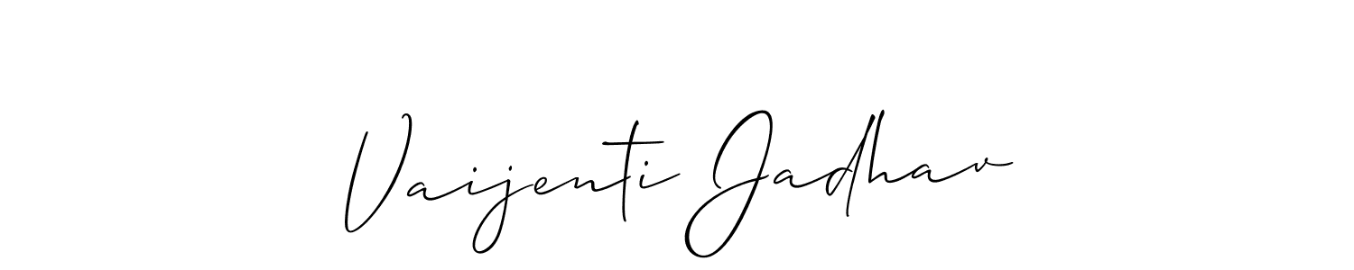 if you are searching for the best signature style for your name Vaijenti Jadhav. so please give up your signature search. here we have designed multiple signature styles  using Allison_Script. Vaijenti Jadhav signature style 2 images and pictures png