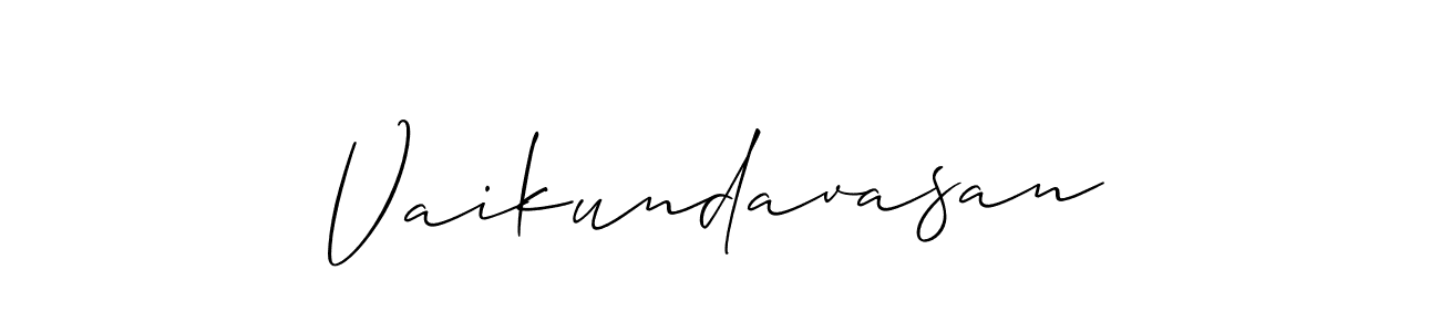Create a beautiful signature design for name Vaikundavasan. With this signature (Allison_Script) fonts, you can make a handwritten signature for free. Vaikundavasan signature style 2 images and pictures png