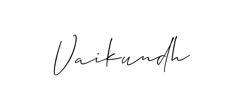 Create a beautiful signature design for name Vaikundh. With this signature (Allison_Script) fonts, you can make a handwritten signature for free. Vaikundh signature style 2 images and pictures png