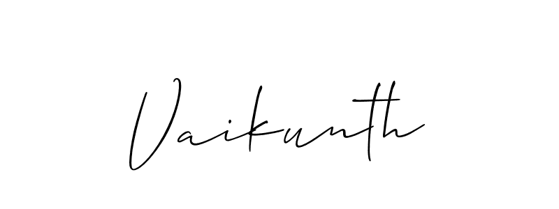 How to make Vaikunth signature? Allison_Script is a professional autograph style. Create handwritten signature for Vaikunth name. Vaikunth signature style 2 images and pictures png