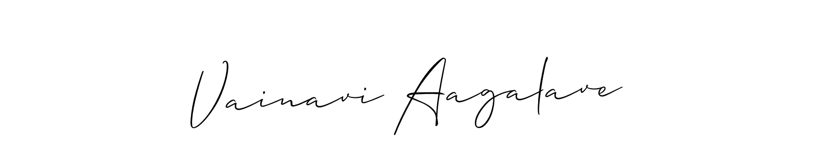 The best way (Allison_Script) to make a short signature is to pick only two or three words in your name. The name Vainavi Aagalave include a total of six letters. For converting this name. Vainavi Aagalave signature style 2 images and pictures png