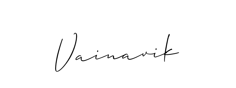 Use a signature maker to create a handwritten signature online. With this signature software, you can design (Allison_Script) your own signature for name Vainavik. Vainavik signature style 2 images and pictures png