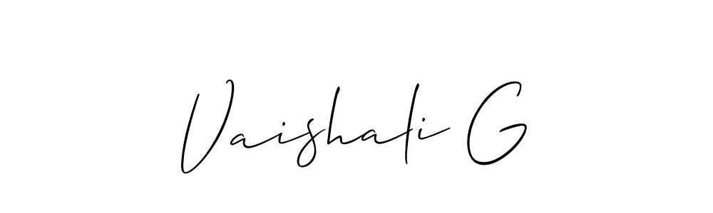 Vaishali G stylish signature style. Best Handwritten Sign (Allison_Script) for my name. Handwritten Signature Collection Ideas for my name Vaishali G. Vaishali G signature style 2 images and pictures png