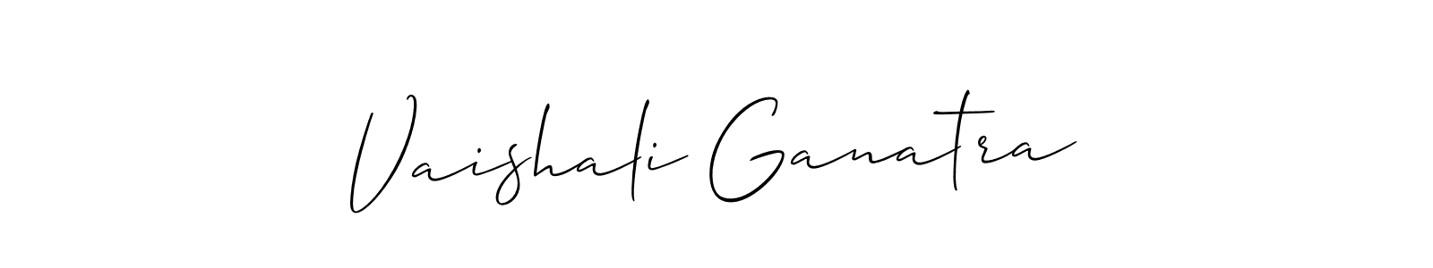 Allison_Script is a professional signature style that is perfect for those who want to add a touch of class to their signature. It is also a great choice for those who want to make their signature more unique. Get Vaishali Ganatra name to fancy signature for free. Vaishali Ganatra signature style 2 images and pictures png