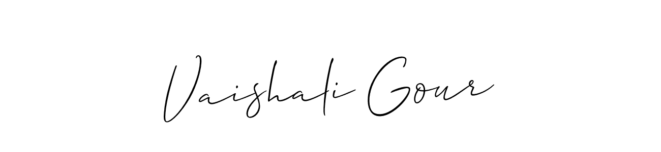 It looks lik you need a new signature style for name Vaishali Gour. Design unique handwritten (Allison_Script) signature with our free signature maker in just a few clicks. Vaishali Gour signature style 2 images and pictures png