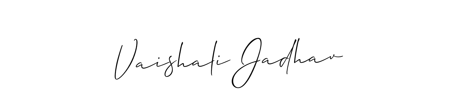 if you are searching for the best signature style for your name Vaishali Jadhav. so please give up your signature search. here we have designed multiple signature styles  using Allison_Script. Vaishali Jadhav signature style 2 images and pictures png