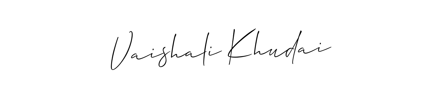 Similarly Allison_Script is the best handwritten signature design. Signature creator online .You can use it as an online autograph creator for name Vaishali Khudai. Vaishali Khudai signature style 2 images and pictures png