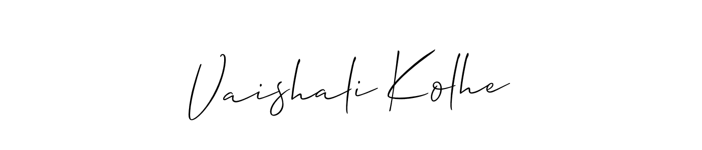 Allison_Script is a professional signature style that is perfect for those who want to add a touch of class to their signature. It is also a great choice for those who want to make their signature more unique. Get Vaishali Kolhe name to fancy signature for free. Vaishali Kolhe signature style 2 images and pictures png