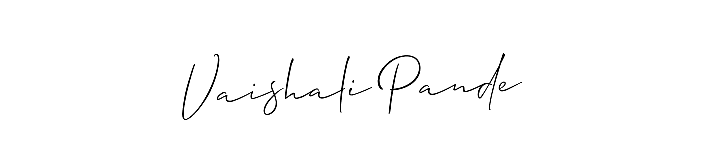 if you are searching for the best signature style for your name Vaishali Pande. so please give up your signature search. here we have designed multiple signature styles  using Allison_Script. Vaishali Pande signature style 2 images and pictures png