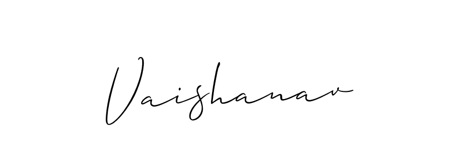 Use a signature maker to create a handwritten signature online. With this signature software, you can design (Allison_Script) your own signature for name Vaishanav. Vaishanav signature style 2 images and pictures png