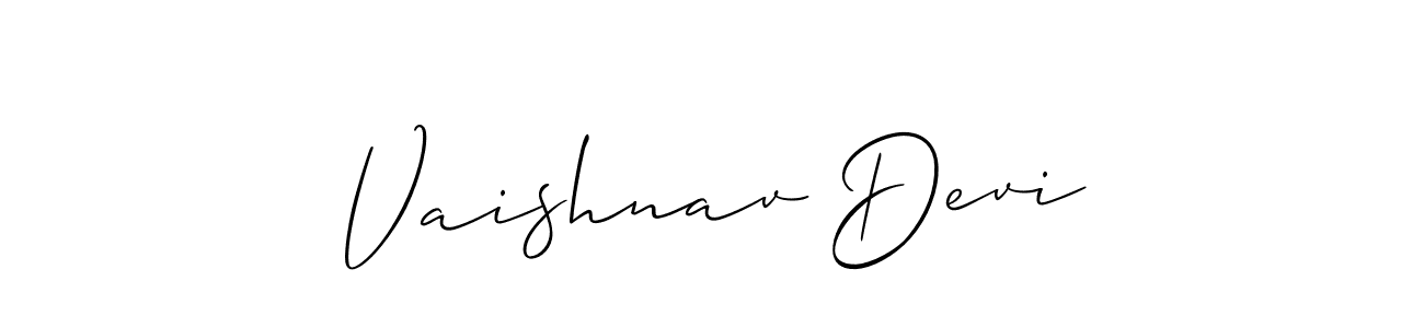 How to make Vaishnav Devi signature? Allison_Script is a professional autograph style. Create handwritten signature for Vaishnav Devi name. Vaishnav Devi signature style 2 images and pictures png