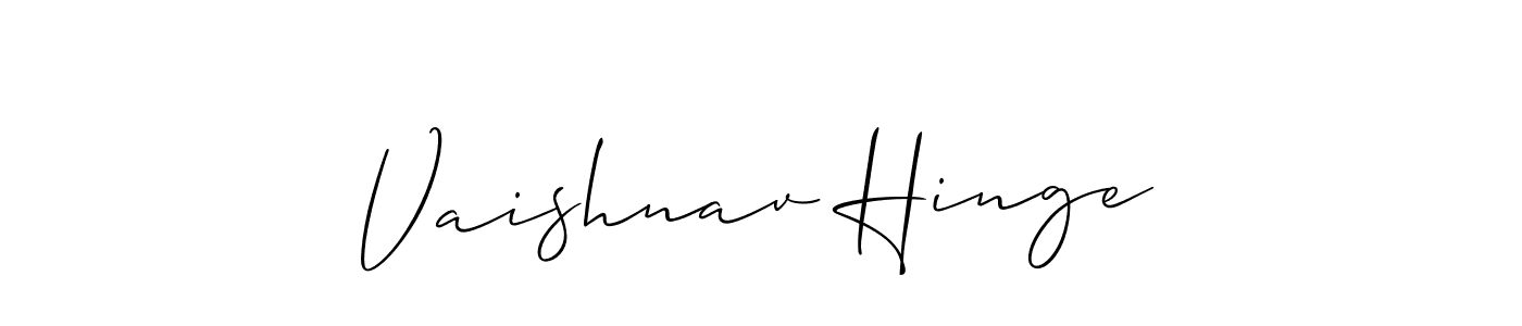 How to make Vaishnav Hinge name signature. Use Allison_Script style for creating short signs online. This is the latest handwritten sign. Vaishnav Hinge signature style 2 images and pictures png