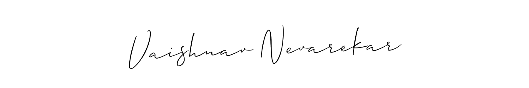 How to Draw Vaishnav Nevarekar signature style? Allison_Script is a latest design signature styles for name Vaishnav Nevarekar. Vaishnav Nevarekar signature style 2 images and pictures png