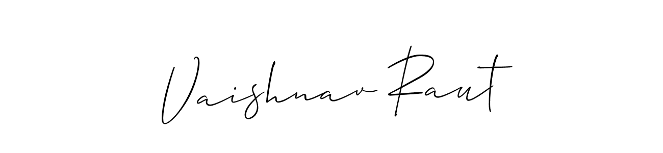 Vaishnav Raut stylish signature style. Best Handwritten Sign (Allison_Script) for my name. Handwritten Signature Collection Ideas for my name Vaishnav Raut. Vaishnav Raut signature style 2 images and pictures png