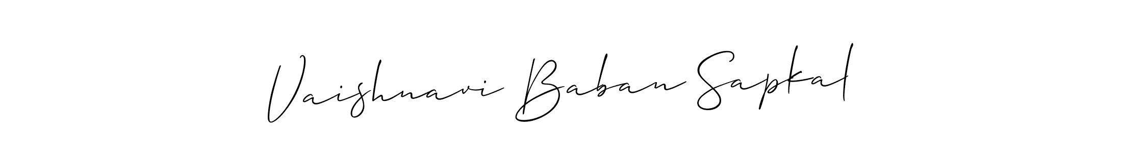 Make a short Vaishnavi Baban Sapkal signature style. Manage your documents anywhere anytime using Allison_Script. Create and add eSignatures, submit forms, share and send files easily. Vaishnavi Baban Sapkal signature style 2 images and pictures png
