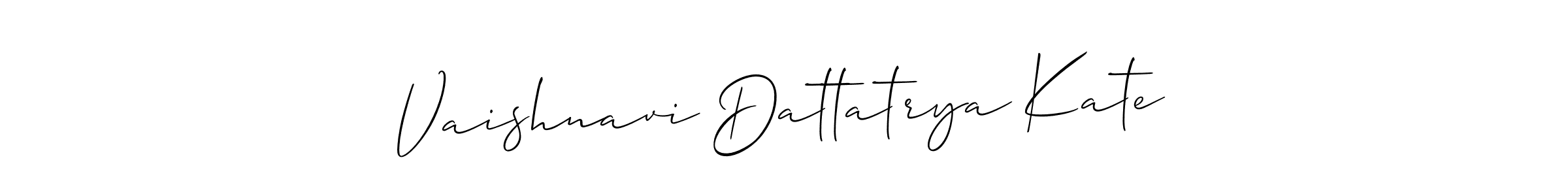 This is the best signature style for the Vaishnavi Dattatrya Kate name. Also you like these signature font (Allison_Script). Mix name signature. Vaishnavi Dattatrya Kate signature style 2 images and pictures png