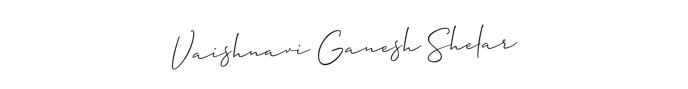 Create a beautiful signature design for name Vaishnavi Ganesh Shelar. With this signature (Allison_Script) fonts, you can make a handwritten signature for free. Vaishnavi Ganesh Shelar signature style 2 images and pictures png