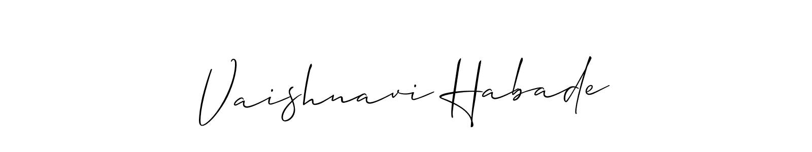 Also You can easily find your signature by using the search form. We will create Vaishnavi Habade name handwritten signature images for you free of cost using Allison_Script sign style. Vaishnavi Habade signature style 2 images and pictures png