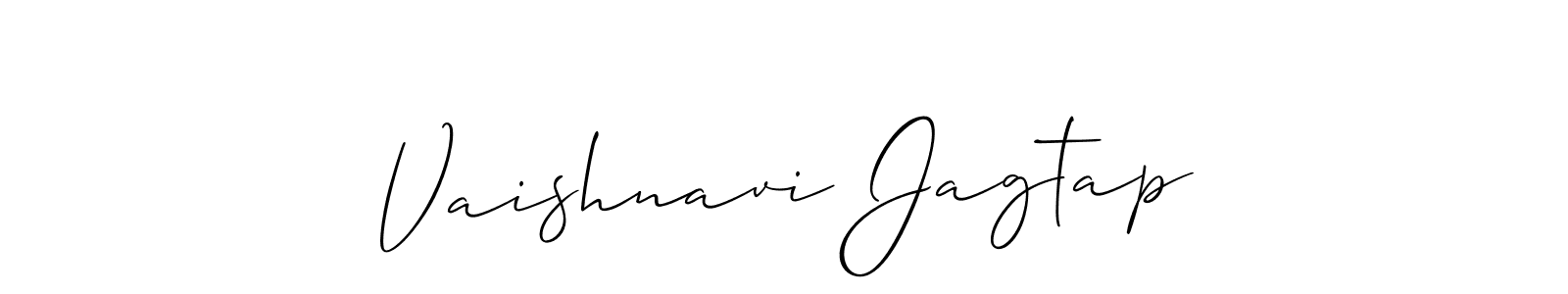 You should practise on your own different ways (Allison_Script) to write your name (Vaishnavi Jagtap) in signature. don't let someone else do it for you. Vaishnavi Jagtap signature style 2 images and pictures png