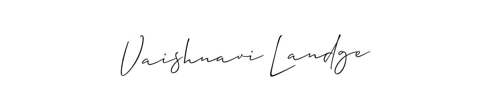 Also You can easily find your signature by using the search form. We will create Vaishnavi Landge name handwritten signature images for you free of cost using Allison_Script sign style. Vaishnavi Landge signature style 2 images and pictures png