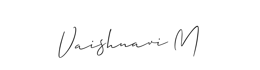 It looks lik you need a new signature style for name Vaishnavi M. Design unique handwritten (Allison_Script) signature with our free signature maker in just a few clicks. Vaishnavi M signature style 2 images and pictures png