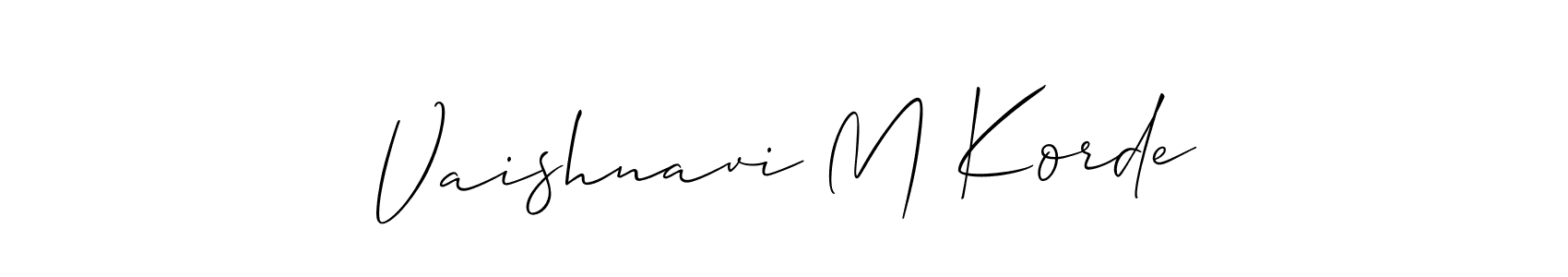 Make a beautiful signature design for name Vaishnavi M Korde. With this signature (Allison_Script) style, you can create a handwritten signature for free. Vaishnavi M Korde signature style 2 images and pictures png