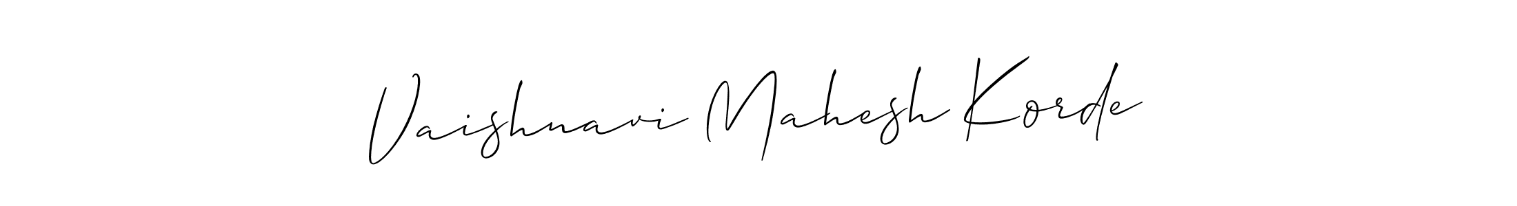 Also we have Vaishnavi Mahesh Korde name is the best signature style. Create professional handwritten signature collection using Allison_Script autograph style. Vaishnavi Mahesh Korde signature style 2 images and pictures png