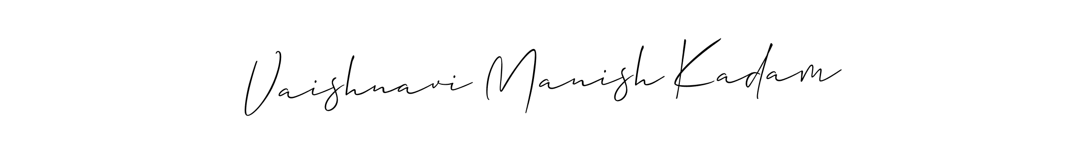 You should practise on your own different ways (Allison_Script) to write your name (Vaishnavi Manish Kadam) in signature. don't let someone else do it for you. Vaishnavi Manish Kadam signature style 2 images and pictures png