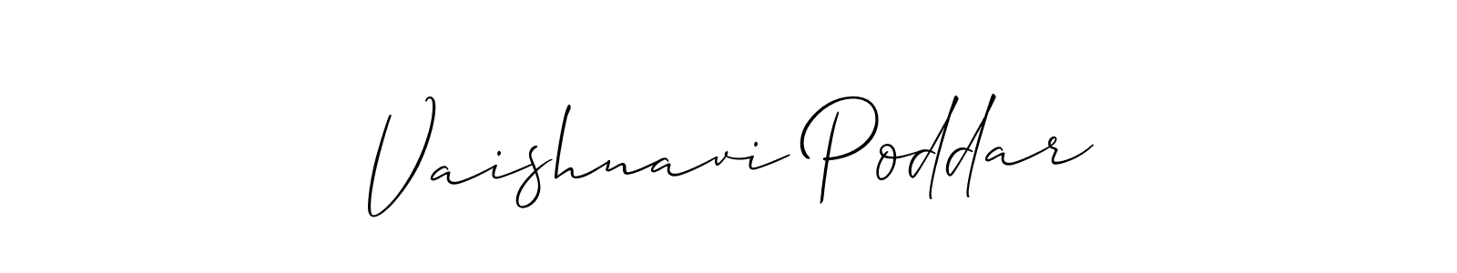 How to make Vaishnavi Poddar name signature. Use Allison_Script style for creating short signs online. This is the latest handwritten sign. Vaishnavi Poddar signature style 2 images and pictures png