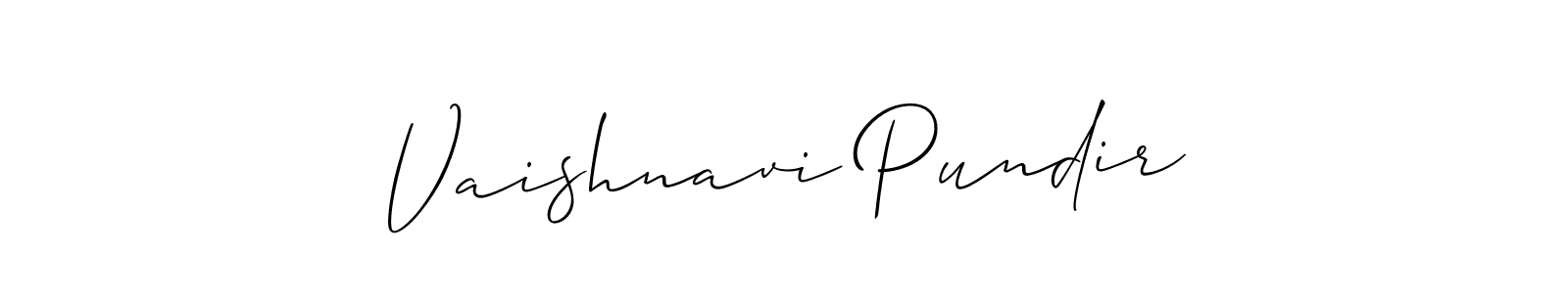 Use a signature maker to create a handwritten signature online. With this signature software, you can design (Allison_Script) your own signature for name Vaishnavi Pundir. Vaishnavi Pundir signature style 2 images and pictures png