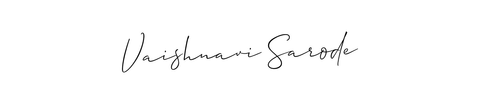 Make a beautiful signature design for name Vaishnavi Sarode. With this signature (Allison_Script) style, you can create a handwritten signature for free. Vaishnavi Sarode signature style 2 images and pictures png