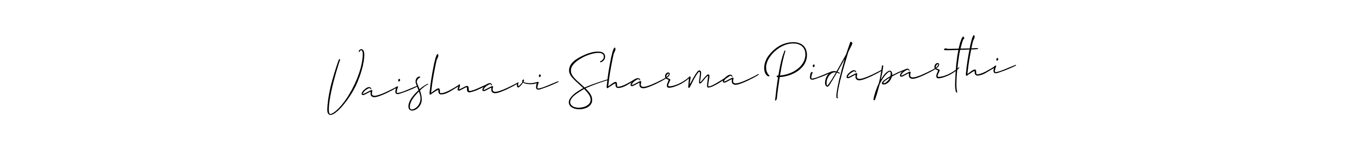 How to Draw Vaishnavi Sharma Pidaparthi signature style? Allison_Script is a latest design signature styles for name Vaishnavi Sharma Pidaparthi. Vaishnavi Sharma Pidaparthi signature style 2 images and pictures png