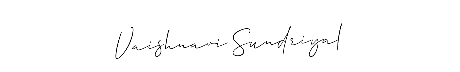 Use a signature maker to create a handwritten signature online. With this signature software, you can design (Allison_Script) your own signature for name Vaishnavi Sundriyal. Vaishnavi Sundriyal signature style 2 images and pictures png