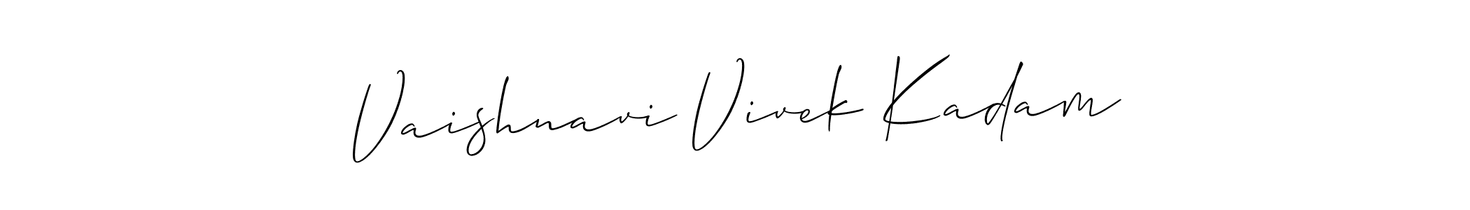 This is the best signature style for the Vaishnavi Vivek Kadam name. Also you like these signature font (Allison_Script). Mix name signature. Vaishnavi Vivek Kadam signature style 2 images and pictures png