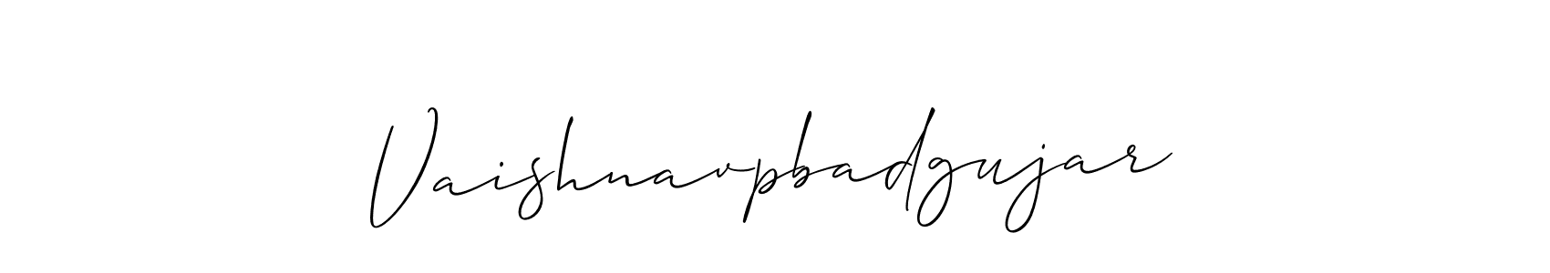 Allison_Script is a professional signature style that is perfect for those who want to add a touch of class to their signature. It is also a great choice for those who want to make their signature more unique. Get Vaishnavpbadgujar name to fancy signature for free. Vaishnavpbadgujar signature style 2 images and pictures png