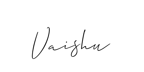 It looks lik you need a new signature style for name Vaishu. Design unique handwritten (Allison_Script) signature with our free signature maker in just a few clicks. Vaishu signature style 2 images and pictures png