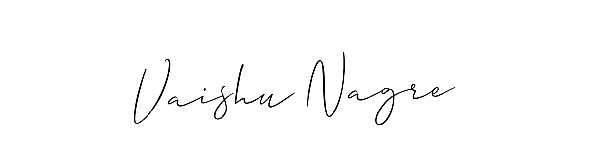 Make a short Vaishu Nagre signature style. Manage your documents anywhere anytime using Allison_Script. Create and add eSignatures, submit forms, share and send files easily. Vaishu Nagre signature style 2 images and pictures png