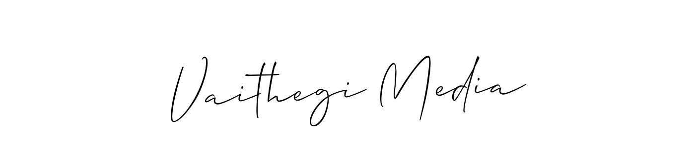 Also we have Vaithegi Media name is the best signature style. Create professional handwritten signature collection using Allison_Script autograph style. Vaithegi Media signature style 2 images and pictures png
