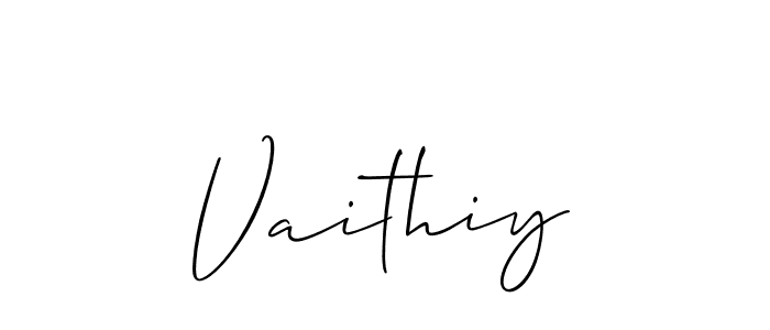 The best way (Allison_Script) to make a short signature is to pick only two or three words in your name. The name Vaithiy include a total of six letters. For converting this name. Vaithiy signature style 2 images and pictures png