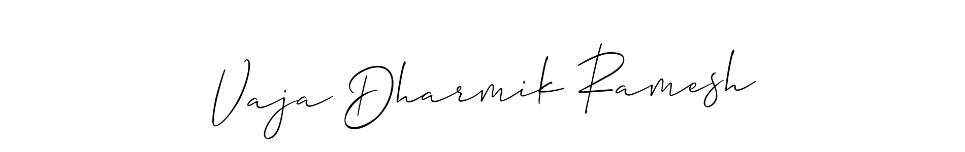 Design your own signature with our free online signature maker. With this signature software, you can create a handwritten (Allison_Script) signature for name Vaja Dharmik Ramesh. Vaja Dharmik Ramesh signature style 2 images and pictures png