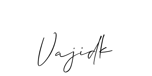 It looks lik you need a new signature style for name Vajidk. Design unique handwritten (Allison_Script) signature with our free signature maker in just a few clicks. Vajidk signature style 2 images and pictures png