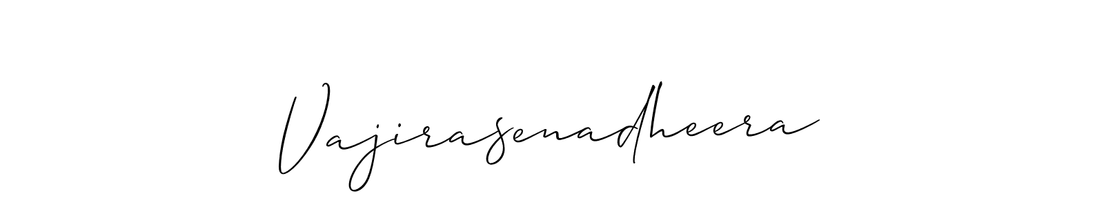 The best way (Allison_Script) to make a short signature is to pick only two or three words in your name. The name Vajirasenadheera include a total of six letters. For converting this name. Vajirasenadheera signature style 2 images and pictures png