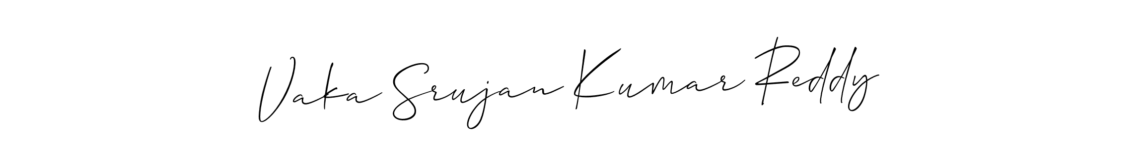 You should practise on your own different ways (Allison_Script) to write your name (Vaka Srujan Kumar Reddy) in signature. don't let someone else do it for you. Vaka Srujan Kumar Reddy signature style 2 images and pictures png