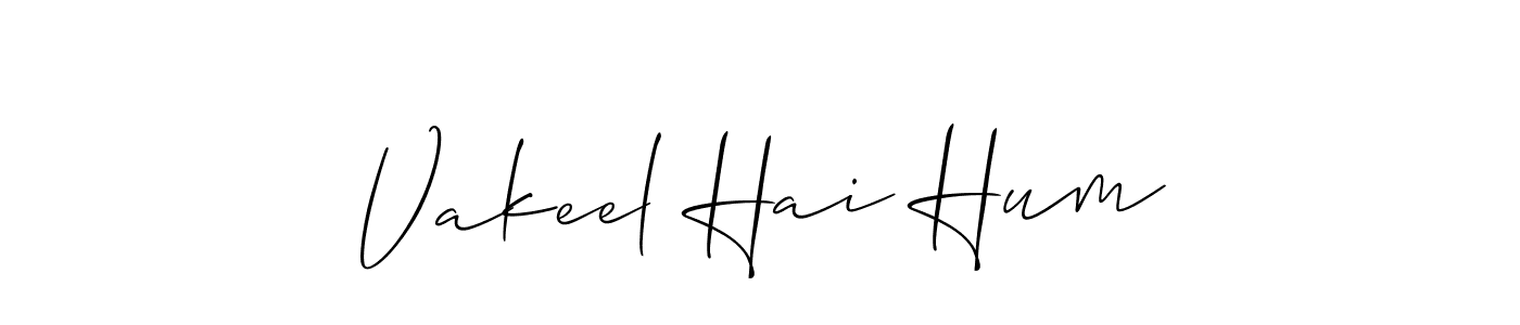 It looks lik you need a new signature style for name Vakeel Hai Hum. Design unique handwritten (Allison_Script) signature with our free signature maker in just a few clicks. Vakeel Hai Hum signature style 2 images and pictures png