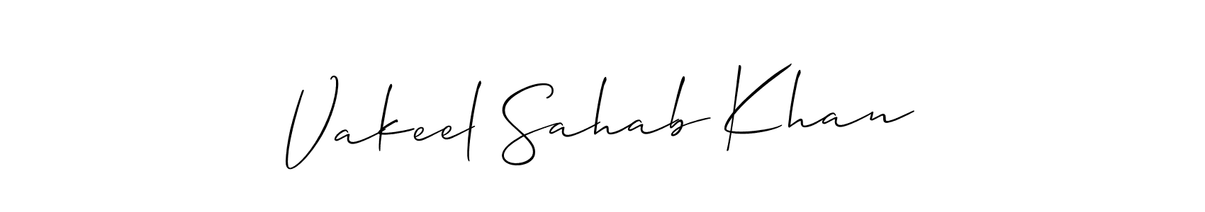 Allison_Script is a professional signature style that is perfect for those who want to add a touch of class to their signature. It is also a great choice for those who want to make their signature more unique. Get Vakeel Sahab Khan name to fancy signature for free. Vakeel Sahab Khan signature style 2 images and pictures png