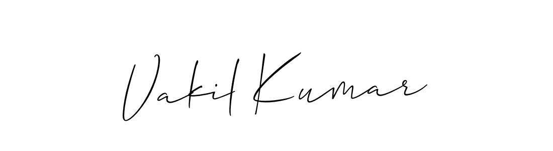 Also You can easily find your signature by using the search form. We will create Vakil Kumar name handwritten signature images for you free of cost using Allison_Script sign style. Vakil Kumar signature style 2 images and pictures png