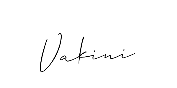 Design your own signature with our free online signature maker. With this signature software, you can create a handwritten (Allison_Script) signature for name Vakini. Vakini signature style 2 images and pictures png