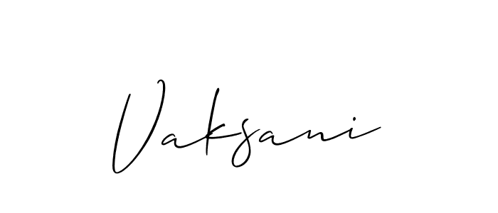 The best way (Allison_Script) to make a short signature is to pick only two or three words in your name. The name Vaksani include a total of six letters. For converting this name. Vaksani signature style 2 images and pictures png