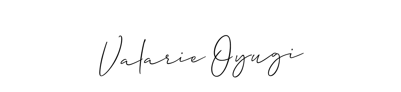 Make a beautiful signature design for name Valarie Oyugi. With this signature (Allison_Script) style, you can create a handwritten signature for free. Valarie Oyugi signature style 2 images and pictures png